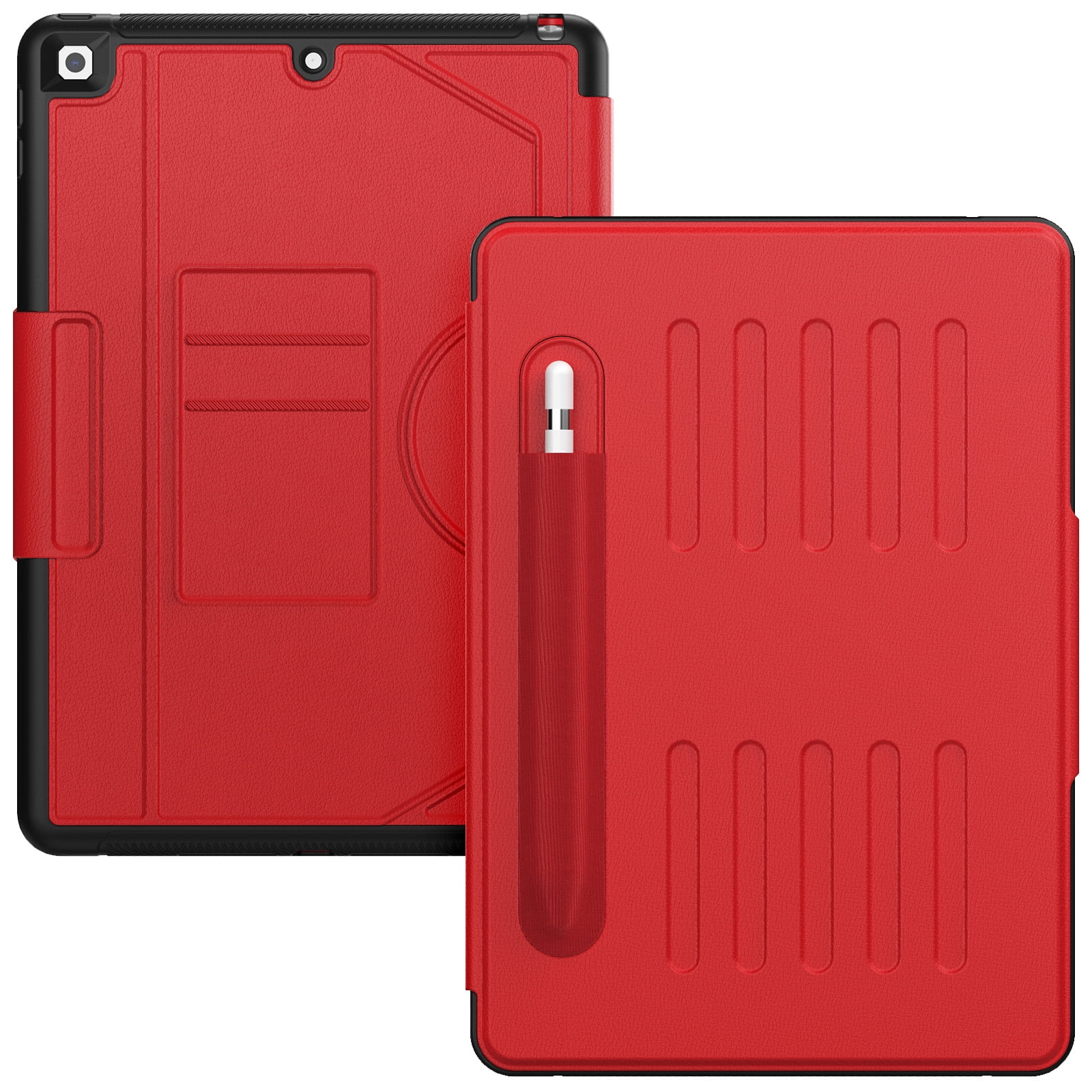 Business-Style Case for Apple iPad 10th Generation (2022) 10.9", Folio Heavy-Duty Case with Magnetic Stand /Pencil Holder /Auto Sleep Wake Function, PU Leather Protective Classic Cover, Red