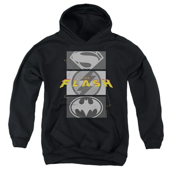The Flash Movie Batman Supergirl Trio of Symbols Youth Kids Boy/Girls Pull-Over Hoodie