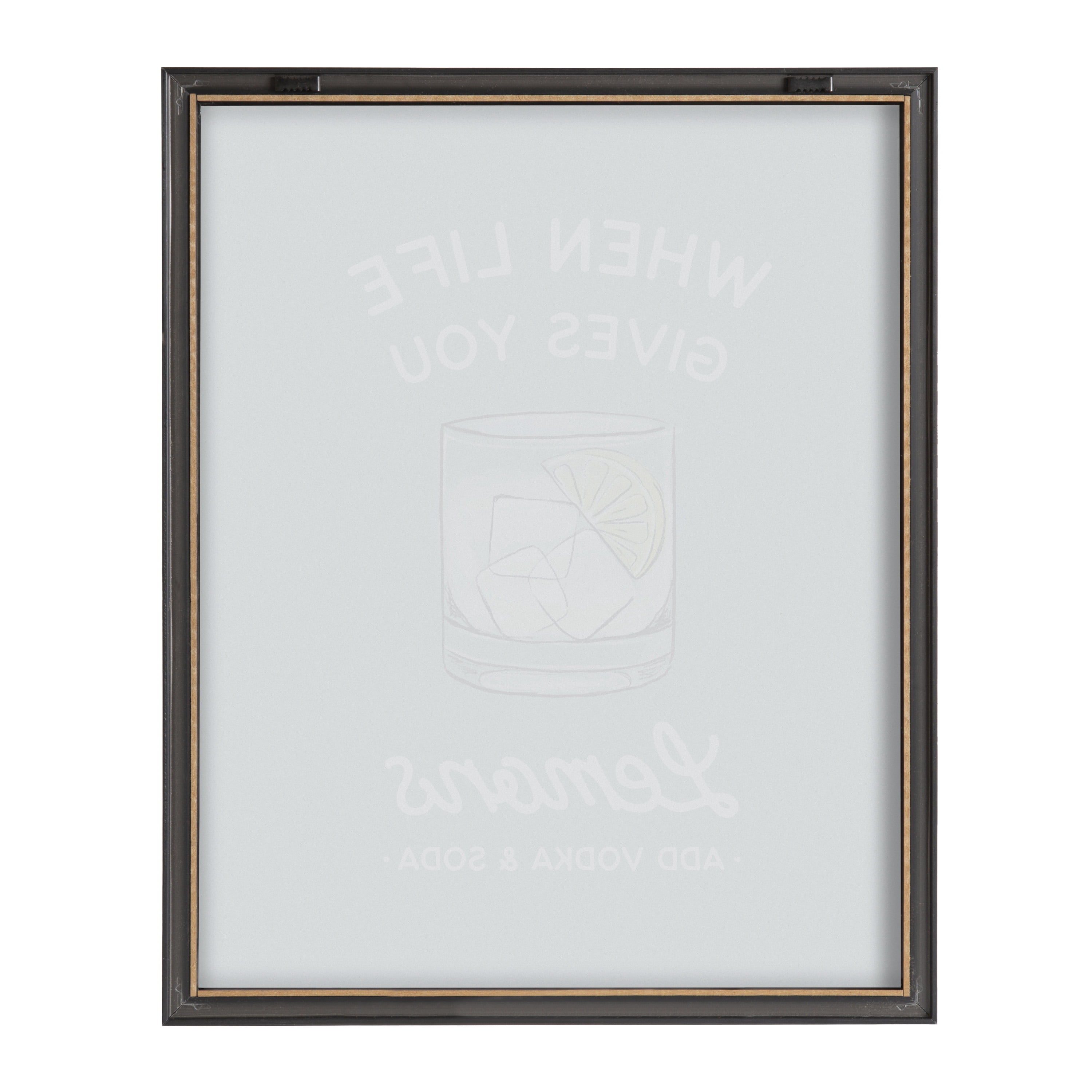 Kate and Laurel When Life Gives You Lemons Add Vodka and Soda Framed Printed Glass Wall Art by The Creative Bunch Studio, 16x20 Gray, Classic Cocktail Wall Decor
