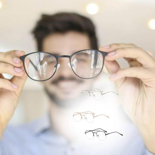 Qarigey Gafas de medio marco para hombre gafas de lectura para ordenador lentes simples gafas de Metal de doble viga para negocios al aire Type3 NO3 Walmart en linea