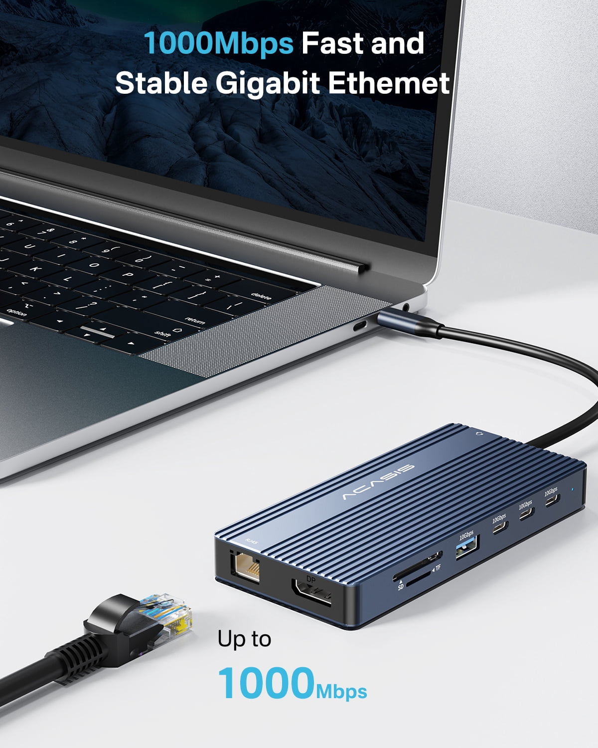 ACASIS 14-in-1 USB C Docking Station: Dual Monitor 4K@60Hz (2 HDMI + DP), 3 USB-C 10Gbps, 100W PD Charging, Gigabit Ethernet, SD/TF 3.0 for Laptops