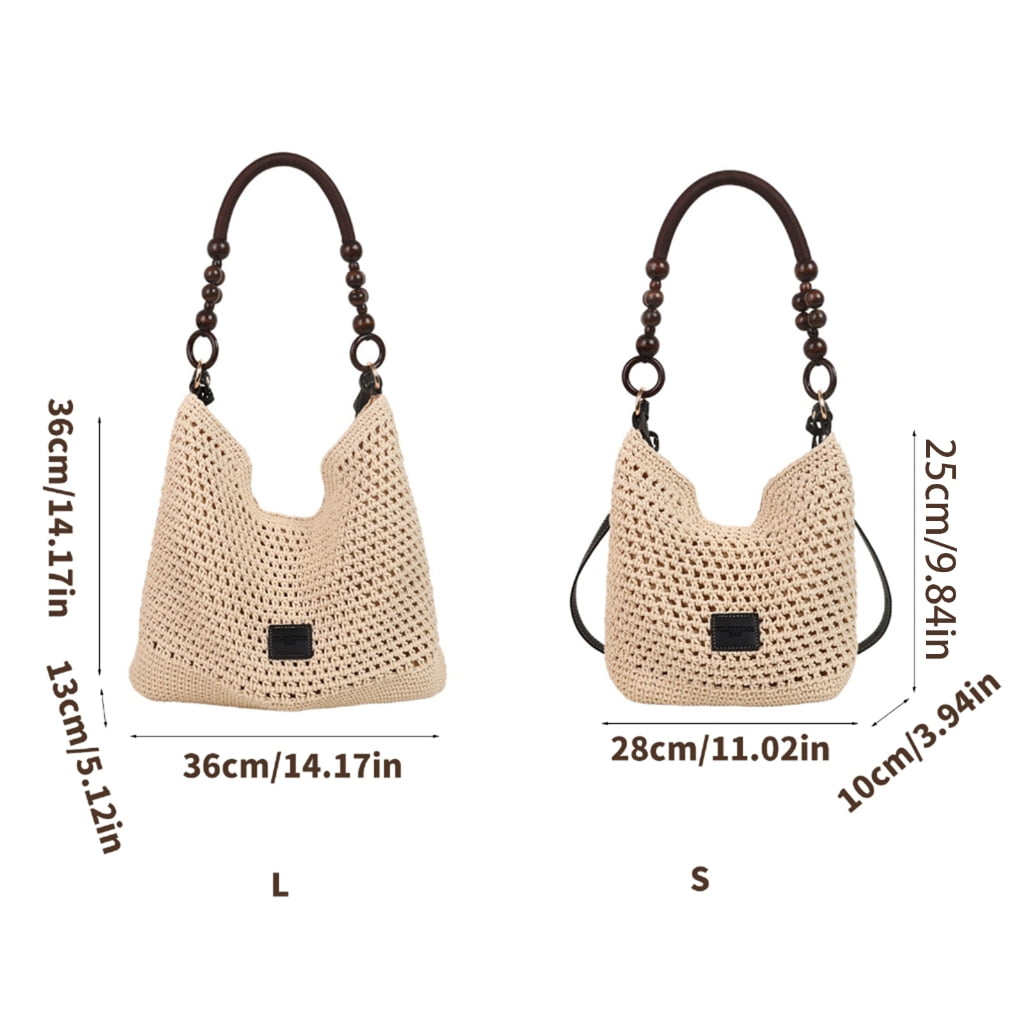 Women Shoulder Bag Straw Beach Bag Crochet Armpit Bag Crossbody Bag for Travel
