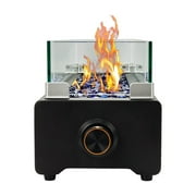 28-inch Table top Propane Fire Pit, 40,000 BTU Tabletop Gas Fire Pit Portable Fireplace for Patio, Outdoor w/Wind Glass Shield, Glass Rocks, Black
