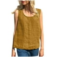 thumbnail image 2 of Royisotas Yellow Womens Tank Tops Loose Fit Summer Casual Sleeveless Camisoles for Women Plus Crew Neck Cotton Linen Loose Cami Tank Tops for Women, 2 of 5
