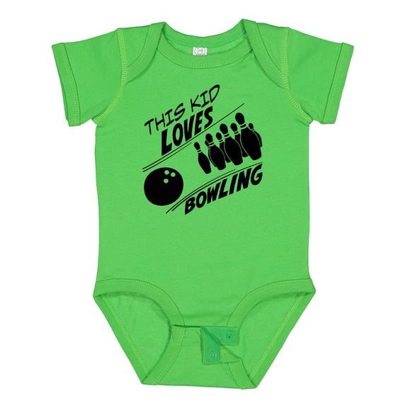 Inktastic This Kid Loves Bowling Boys or Girls Baby Bodysuit