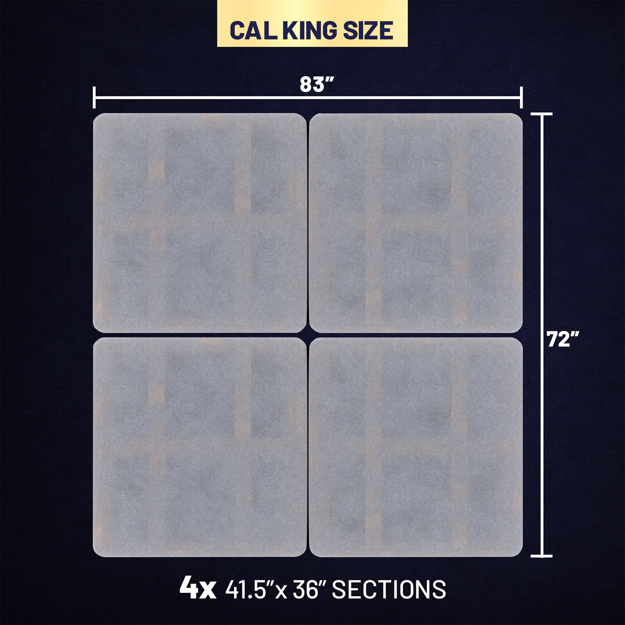 Continental Sleep, 1.5" Split Wood Bunkie Board California King Size Bed, 4-Piece Under Mattress Support, Fully Assembled, Fabric Ventilation Cover-Replaces Wooden Slats or Box Spring for Bed Frames