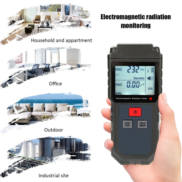 Medidor EMF con de lámpara de sonido Bloqueo de / promedio Detector EMF LCD digital portátil Fuente de alimentación: 3 pilas AAA de 1, Yotijar Probador de radiación