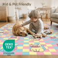 thumbnail image 4 of ODIKA 4'x6' Washable Area Rug Pet Friendly, Non-Shedding Retro Grid Layout Cheerful Feline Graphics Colorful Artistic Decor for Bedroom, Reading Nook, 4 of 7
