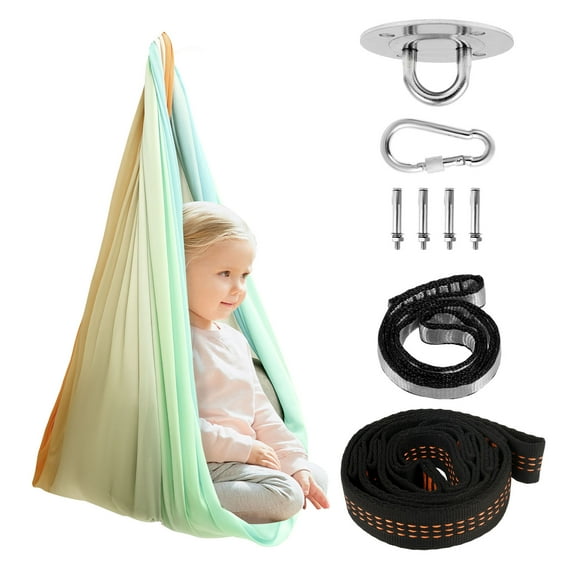 Indoor Outdoor Sensory Swing Relaxing Firm Double Layer Therapy Cuddle Swings Stable Easy to Install Sensory Swing Bundle for Living Rooms