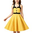 thumbnail image 2 of Zpanxa Girl Dress Girl Polka Dot Sleeveless Round Neck Waist Belt Dresses Casual A-line Dresses Yellow 12-13 Years, 2 of 9