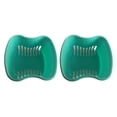 thumbnail image 1 of Wosthever Caja de baño para dentadura, contenedor de plástico para el cuidado de la boca, soporte para artificiales a prueba de polvo, Verde claro 2piezas, 1 of 6