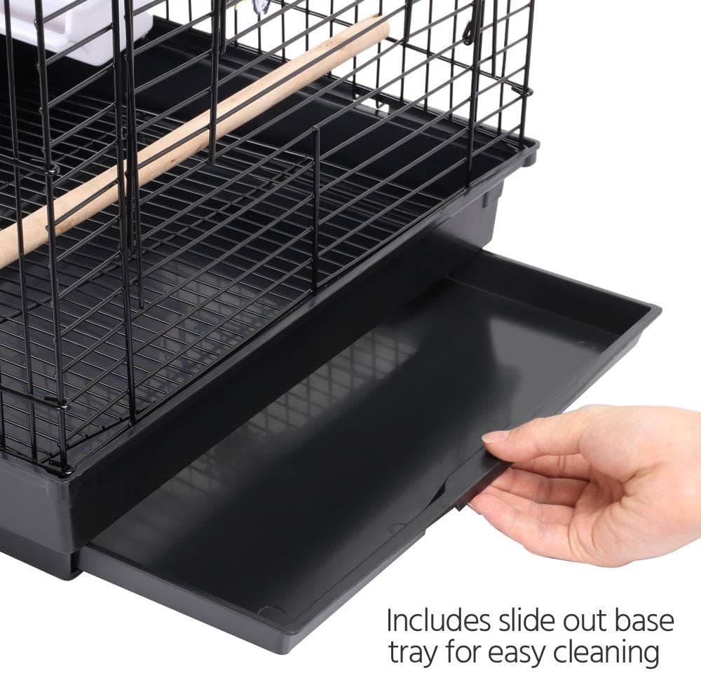 LibraMAl Open Play Top Travel Bird Cage for Conure Sun Parakeet Green Cheek Conure Lovebird Budgie Finch Canary, Small-Size Travel Portable