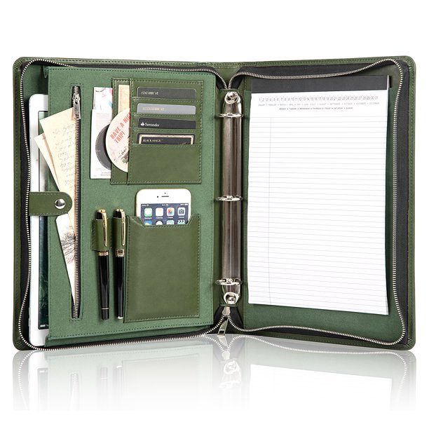 LeatherBelief Portfolio 3 Ring Binder,Vegan Leather Portfolio Binder