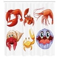 thumbnail image 3 of Ambesonne Shrimp Shower Curtain, Crab Hermit Crab Lobster, 69"Wx75"L, Orange Yellow, 3 of 5