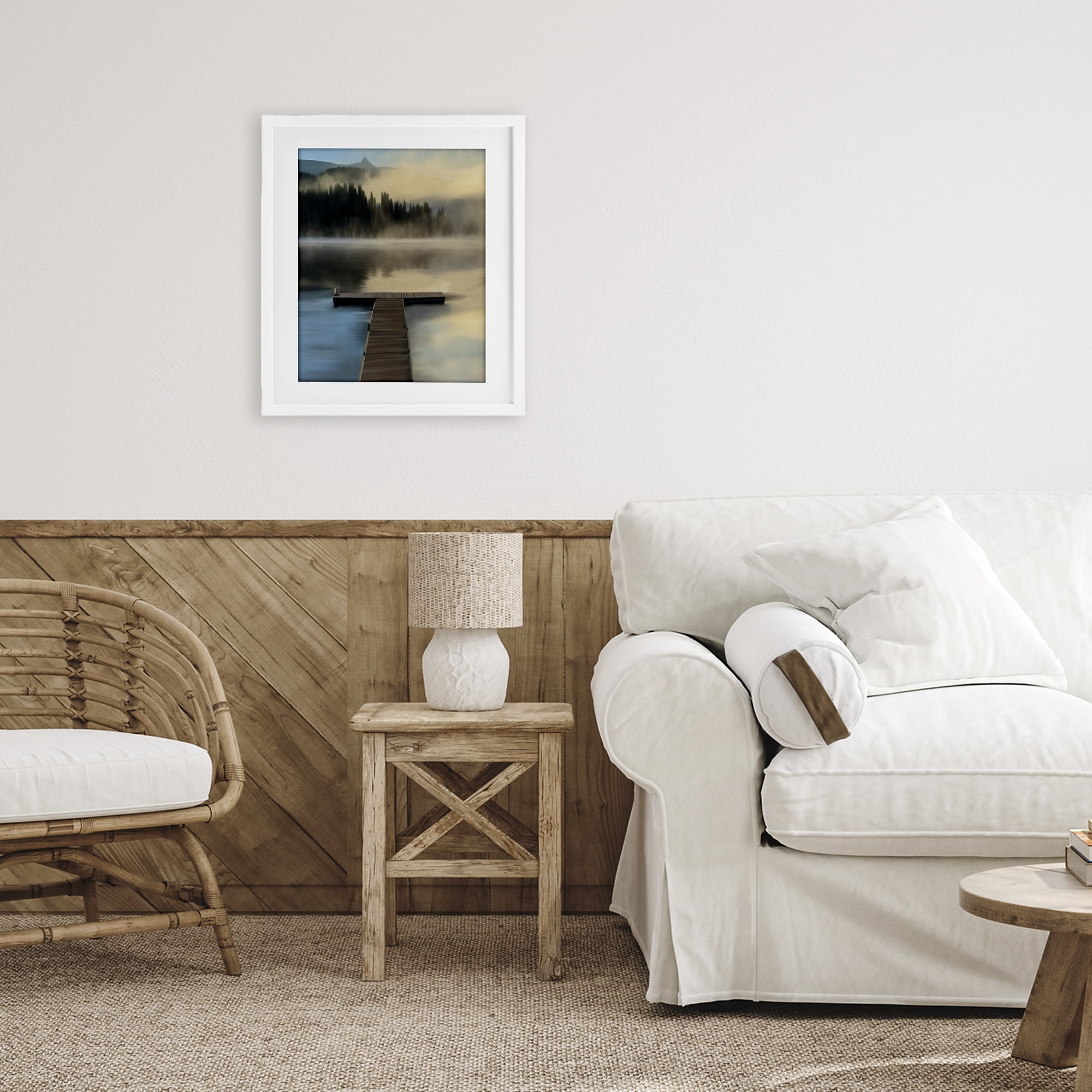 Stupell Industries Reflective Lake At Dusk White Framed Print Under Glass, design by Renel Peters