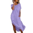 thumbnail image 2 of YTCAMLO A Line Sundresses for Women Casual Short Sleeve Long Dress Baggy Sleeveless Maxi Dress with Pockets Flowy Travel Vacation Clothes, Purple L, 2 of 7