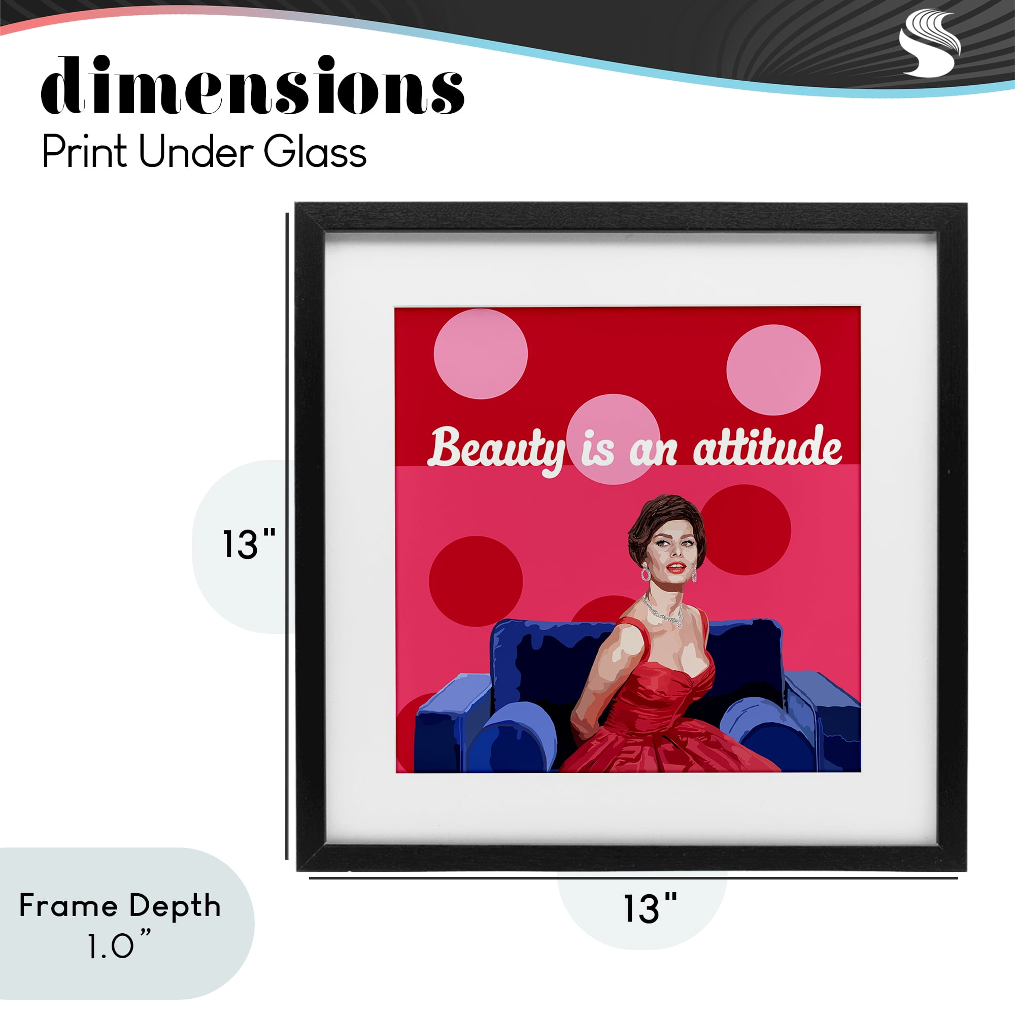 Stupell Industries Beauty Is An Attitude Black Framed Print Under Glass, design by Lynnda Rakos