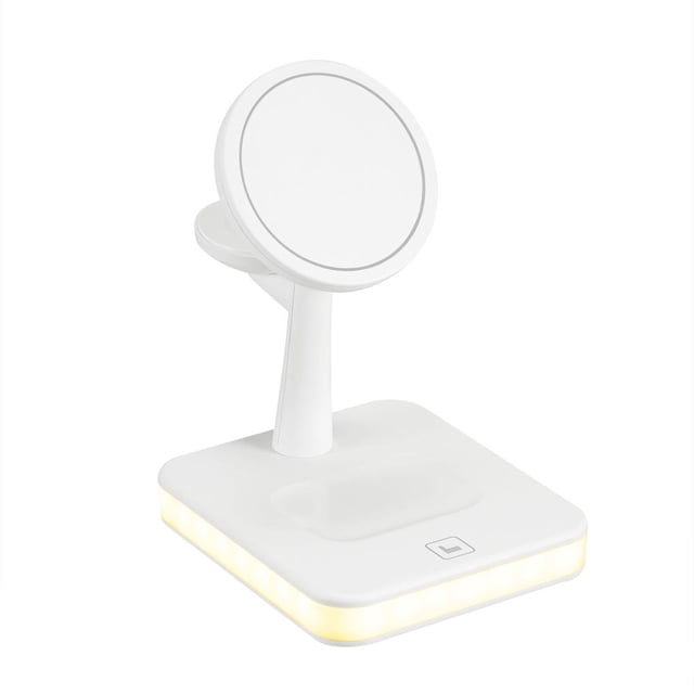 Estante De Carga Inalámbrico Multifuncional 4 En 1 Soporte De Carga Inalámbrico Magnético De Moda Con Lámpara De Noche Para Teléfono Móvil Reloj Inteligente Caja De Auriculares Guardurnaity EL014128-01