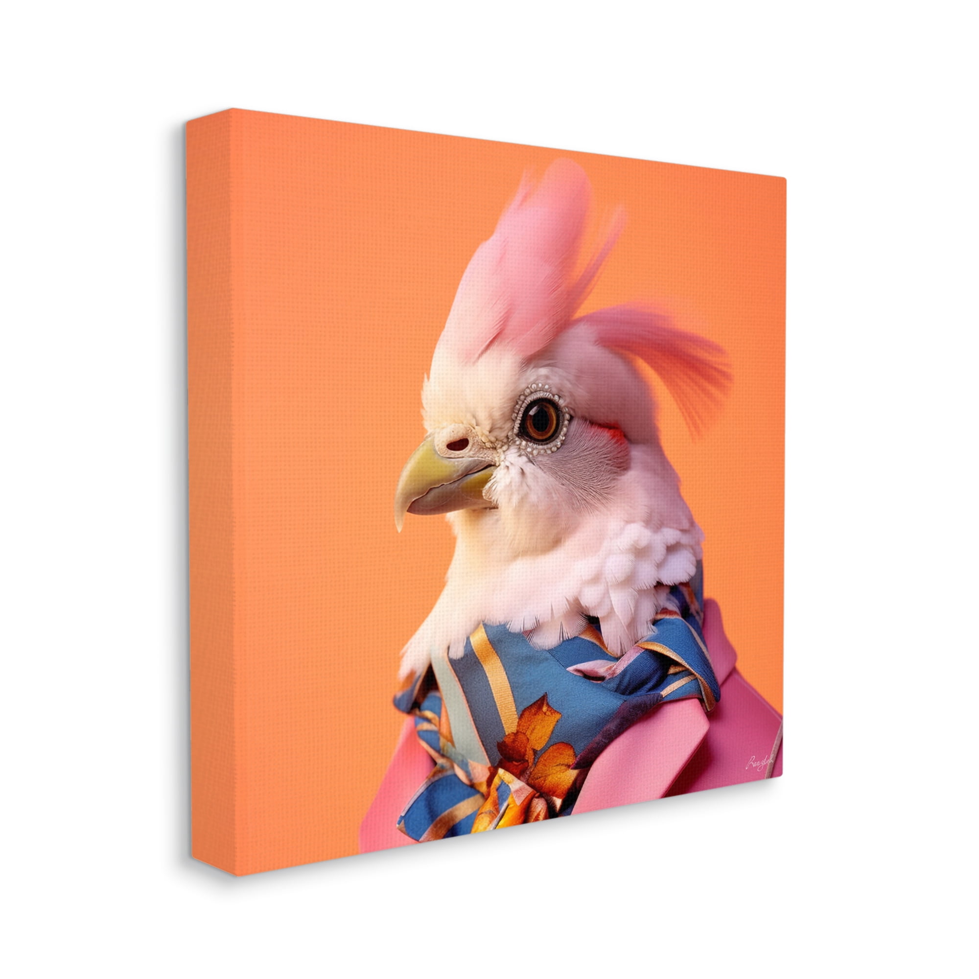 Stupell Industries Stylish Bird Portrait Animals & Insects Painting Gallery Wrapped Canvas Art Print Wall Art, 17 x 17