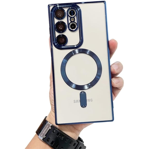 Galaxy Note 20 Ultra Case Magnetic [Support Magsafe Charger] Wireless Anti-Scratch Shockproof Plated Clear Full Camera Protection Phone Cover Case for Samsung Galaxy Note 20 Ultra-Blue