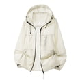 thumbnail image 5 of GrmtClth Men's Multi-Pocket Hooded Utility Jacket, Lightweight Full Zip Up Windbreaker Casual Outerwear with Adjustable Cuffs Sun Protection Clothing White 2XL, 5 of 5