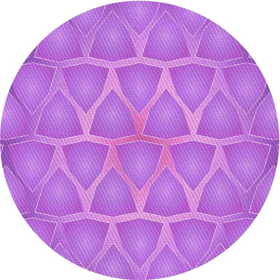 Ahgly Company Machine Washable Indoor Round Transitional Heliotrope Purple Area Rugs, 7' Round
