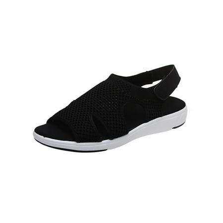 

Sanviglor Women Flat Sandal Summer Sandals Beach Casual Shoes Walking Lightweight Breathable Flats Mesh Comfort Shoe Black 7.5