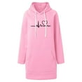 thumbnail image 3 of Busydd Women Dresses Fashion Love Heart Print Fall Dresses Comfy Long Sleeve Drawstring Mini Dress Casual Hooded Sweatshirt Dress with Pocket M, 3 of 3