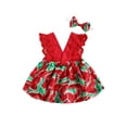 thumbnail image 2 of Baby Girl Summer Clothes Watermelon Print Romper Dress with Headband, 2 of 7