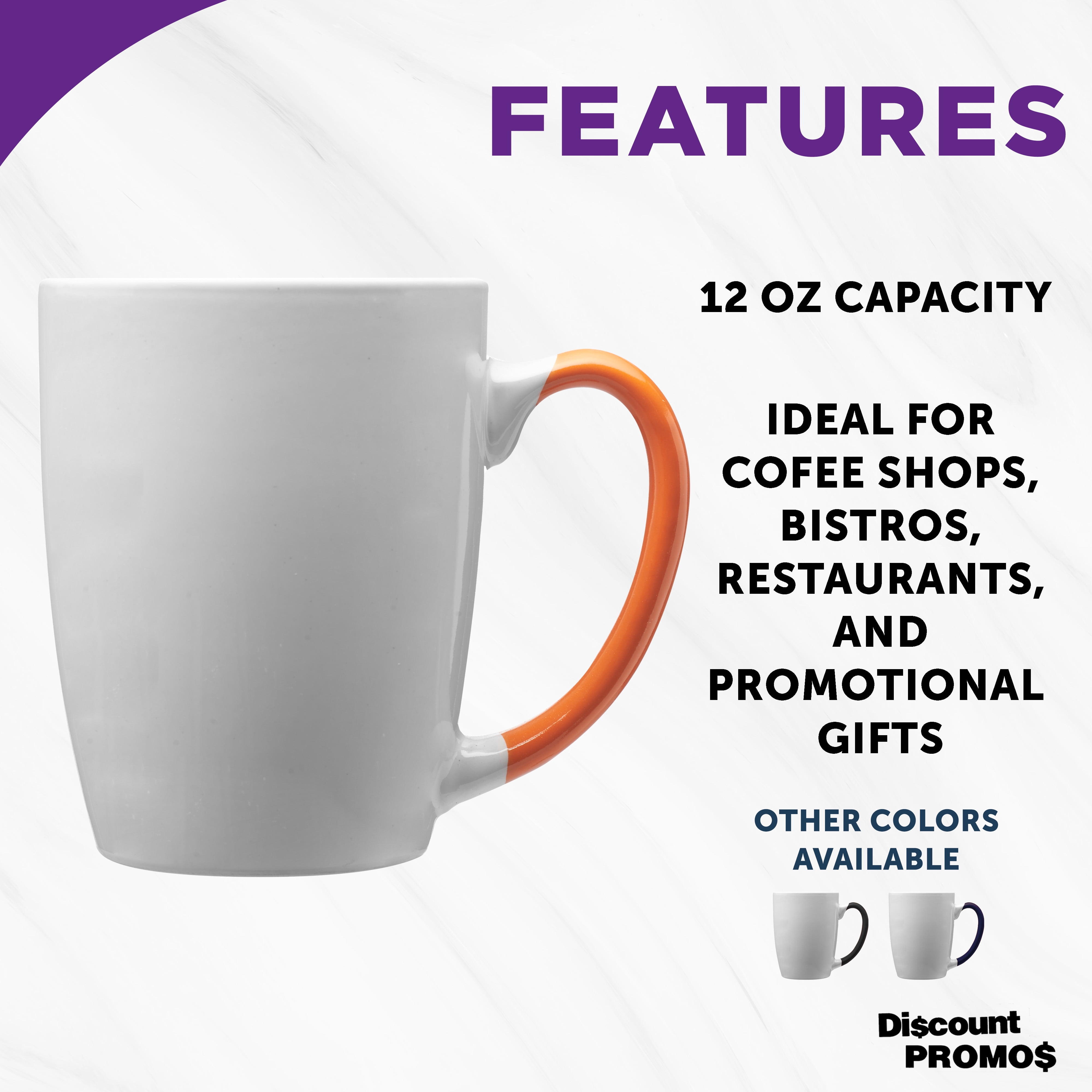 Java Two-Tone Coffee Mugs 12 oz. Set of 10, Bulk Pack - Perfect for Coffee, Tea, Espresso, Hot Cocoa, Other Beverages - Orange