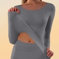 thumbnail image 2 of Jamicy Womens Winter Undershirts Long Sleeved Round Neck Solid Color Warm Basic Tops Underwear Base Layers for Women, 2 of 10
