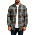 thumbnail image 2 of TKKCS Mens Long Sleeve Plaid Button Down Shirts- Casual Midweight Layering Turn Down Collar Flannel Jacket Shirt Brown Size S, 2 of 8
