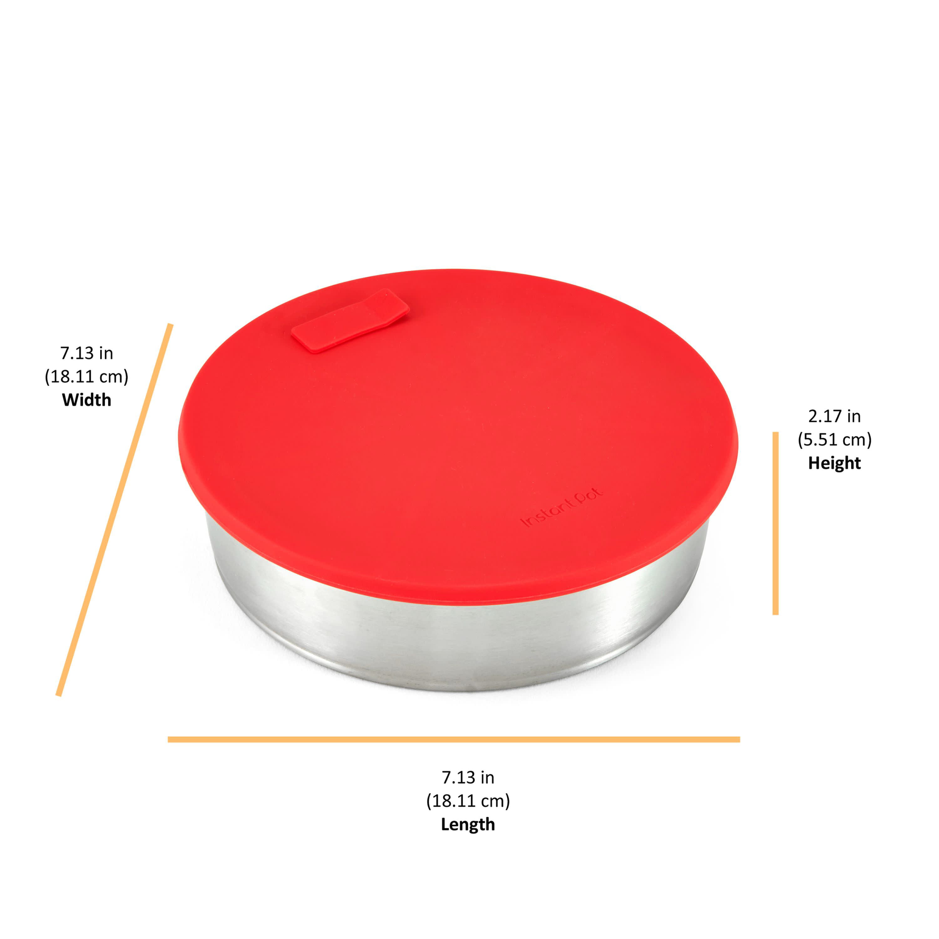 Instant Pot Official Round Cook/Bake Pan with Lid & Removable Divider,  7-inch, 32 ounce capacity, Red with Solid base