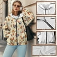 thumbnail image 6 of FOR U DESIGNS Vintage Rooster Zip Up Hoodie Women Oversized Graphic Hoodies Size L Hooded Sweatshirt Women with Front Zipper Lightweight Down-Shoulder Collar Sportswear, 6 of 7