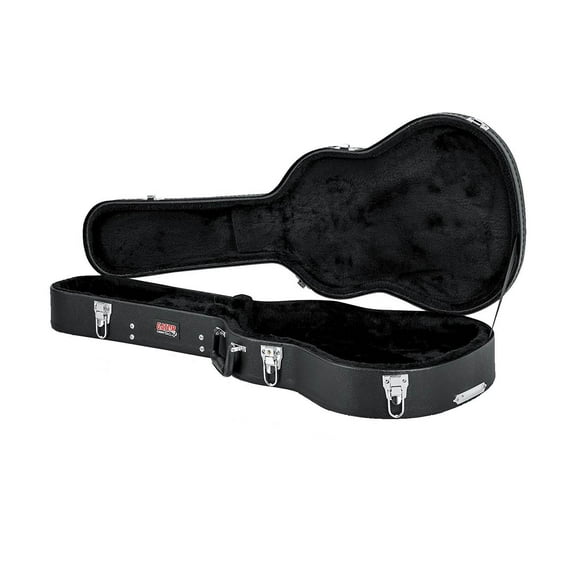 Gator Cases Hard Shell Wood Protective Case for 3/4 Size Acoustic Guitars, Black