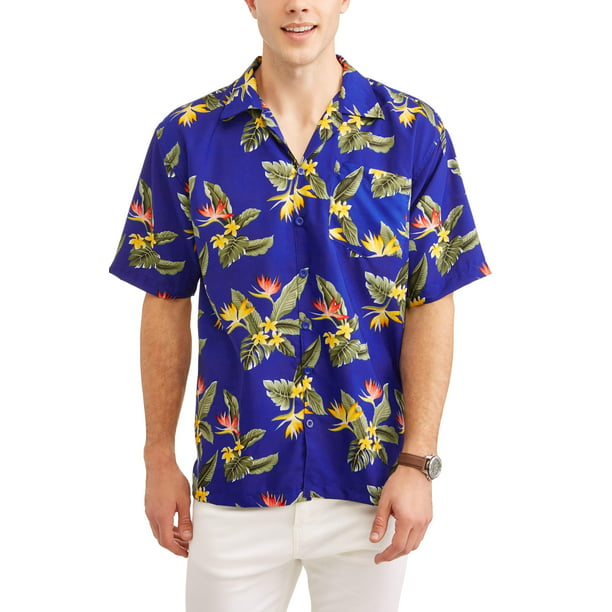 Men's Rayon Printed Hawaiian Short Sleeve Shirt - Walmart.com - Walmart.com