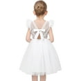 thumbnail image 1 of Vestido de Niña Encaje Blanco Cuello en V Manga con Volantes Tul Vestido de Boda de Noche 6 Años, 1 of 7