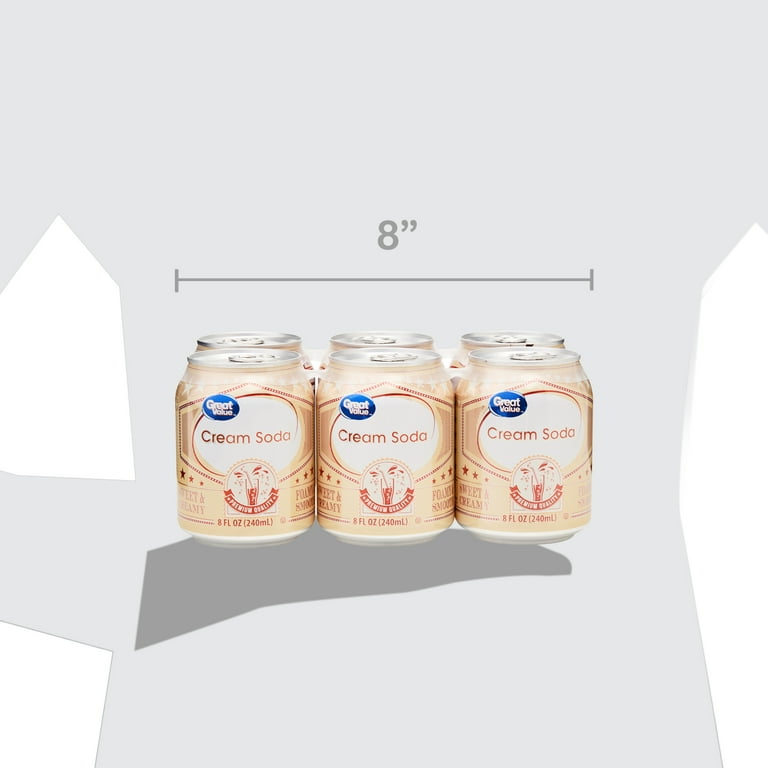 Great Value Caffeine-Free Cream Soda Pop, 8 oz, 6 Pack Cans