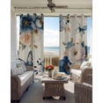 thumbnail image 6 of Vintage Blue Floral Blackout Curtains for Bedroom Living Room Darkening Curtains 54 Inch Long Butterflies Watercolor Flower Linen Short Curtain for Small Window Treatment Grommet Drapes 42"x54"x2, 6 of 9