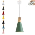thumbnail image 1 of FSLiving Remote Control Pendant Light 1-Light J-Type Track Pendant Lamps Scandinavian Style Pendant Lights for Kitchen Hanging Lamp Modern Wood and Aluminium Light Customizable - Green, 1 of 7