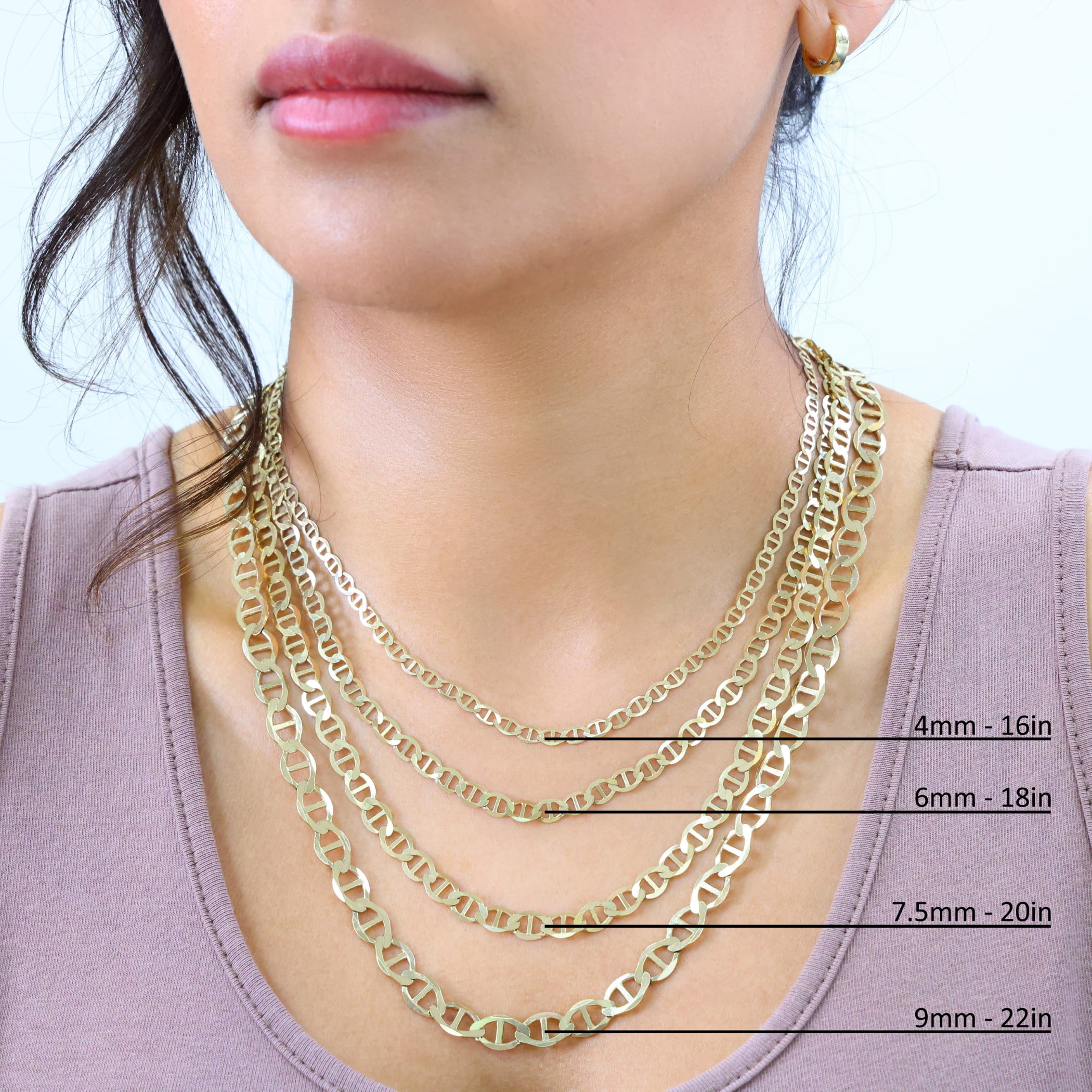 Nuragold 14K Real Yellow Gold Solid Mariner Chain Anchor Link Necklace 16"-26" (2mm-7.5mm) Italian Jewelry for Men & Women