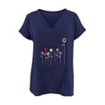 thumbnail image 4 of Fiudx Liquidación de Ofertas Flash Moda Mujer Manga Corta Flores Estampado Cuello En V Tops Camiseta Suelta Casual Blusa, 4 of 5