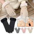 thumbnail image 3 of Women Velve Gloves Autumn & Winter Cute Furry Warm Mitts Full Fingers Mitte, 3 of 8