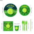 thumbnail image 5 of Juego de vajilla desechable para fiesta de cumpleaños, telón de fondo para fiesta de carnaval, pelota de tenis y torneo, 5 of 5