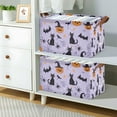 thumbnail image 2 of Yayeee Foldable Storage Basket for Shelves with Handles Waterproof Cloth Bins, Purple Halloween Pumpkin, 2 of 7