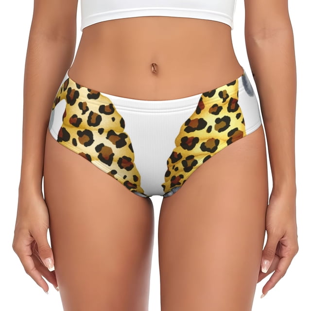 Balery Leopard Gnomes Ropa Interior de Algodón para Mujer con Dibujo – Braguitas Cómodas y Elásticas, Estilo Clásico-X-Small