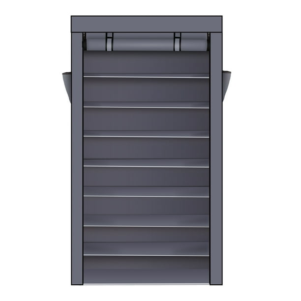 10 Tiers Shoe Rack With Dustproof Cover Closet Shoe Storage Cabinet Organizer Gray Walmart Com Walmart Com