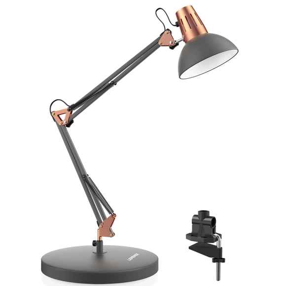 Lámpara de escritorio LEPOWER de metal ajustable con cuello de ganso negro arenoso