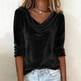thumbnail image 5 of Ltctricy Velvet Tops for Women Long Sleeve Cowl Neck Velour T-Shirts Loose Tunic Tops Dressy Casual Tee Blouses, 5 of 7