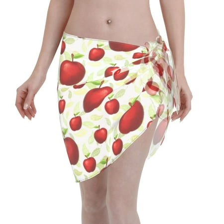 Coaee Fruit Apples Women s Short Sarongs Beach Wrap Sheer Bikini Wraps Chiffon Cover Ups for Beach  Swimming  Holiday